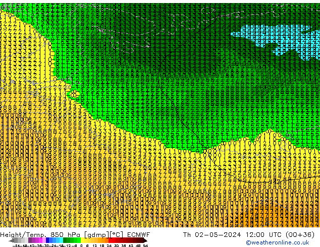 Z500/Rain (+SLP)/Z850 ECMWF Do 02.05.2024 12 UTC