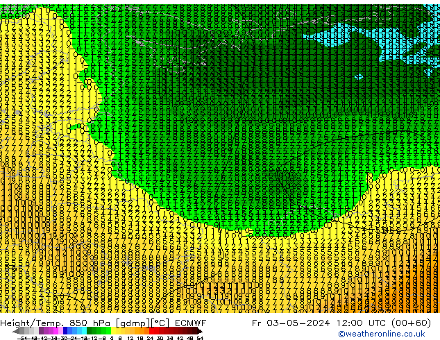 Z500/Yağmur (+YB)/Z850 ECMWF Cu 03.05.2024 12 UTC