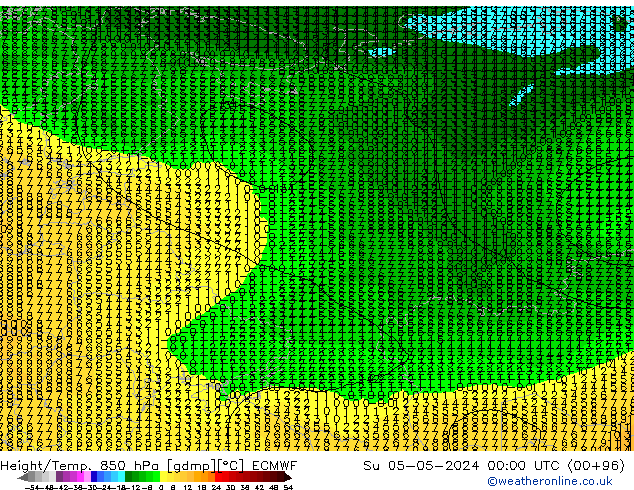 Z500/Rain (+SLP)/Z850 ECMWF dom 05.05.2024 00 UTC