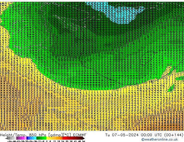 Height/Temp. 850 hPa ECMWF Tu 07.05.2024 00 UTC