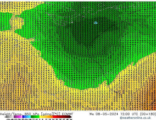 Z500/Rain (+SLP)/Z850 ECMWF We 08.05.2024 12 UTC