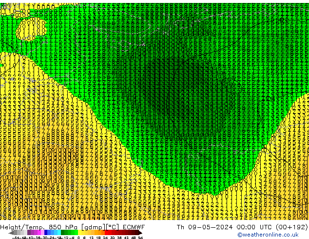 Z500/Rain (+SLP)/Z850 ECMWF Do 09.05.2024 00 UTC