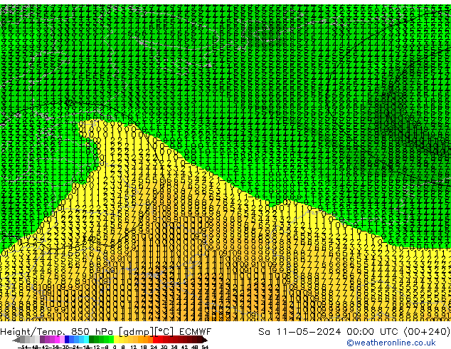 Hoogte/Temp. 850 hPa ECMWF za 11.05.2024 00 UTC