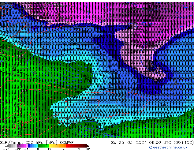 SLP/Temp. 850 hPa ECMWF dim 05.05.2024 06 UTC