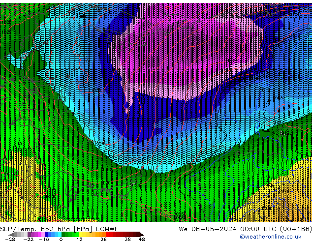 SLP/Temp. 850 hPa ECMWF We 08.05.2024 00 UTC