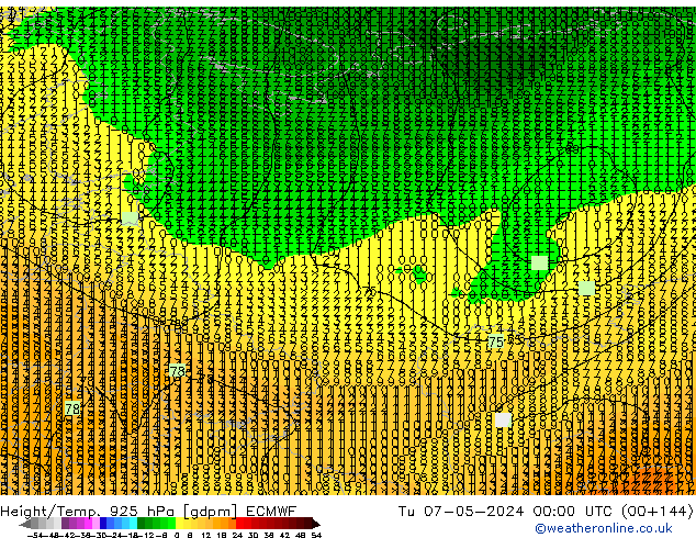 Height/Temp. 925 hPa ECMWF  07.05.2024 00 UTC