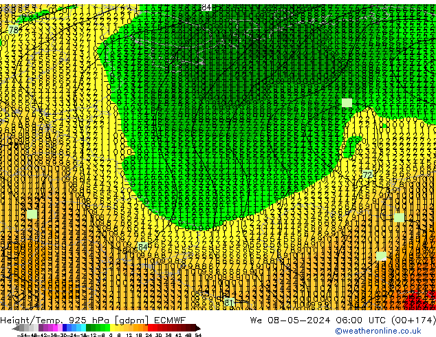 Height/Temp. 925 гПа ECMWF ср 08.05.2024 06 UTC