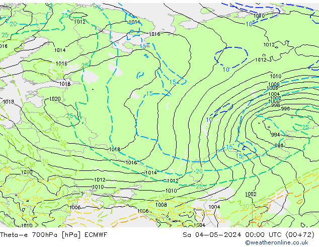 Theta-e 700hPa ECMWF Sa 04.05.2024 00 UTC