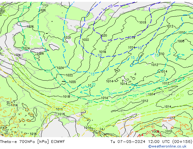 Theta-e 700hPa ECMWF mar 07.05.2024 12 UTC