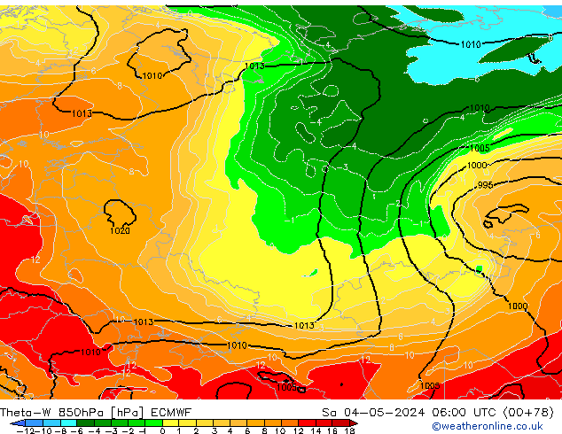 Theta-W 850hPa ECMWF sab 04.05.2024 06 UTC