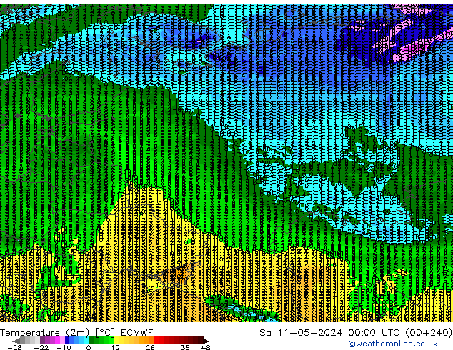 Temperatuurkaart (2m) ECMWF za 11.05.2024 00 UTC