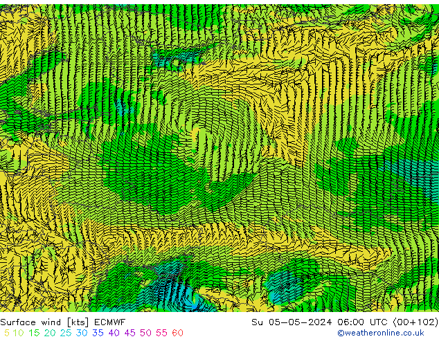 Vent 10 m ECMWF dim 05.05.2024 06 UTC