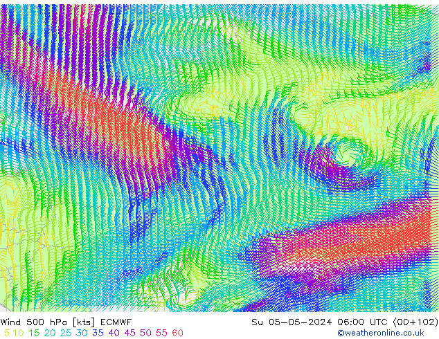 Vent 500 hPa ECMWF dim 05.05.2024 06 UTC