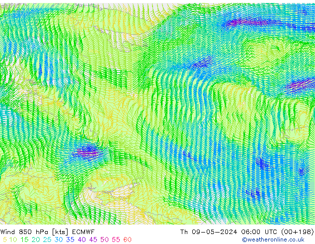 Rüzgar 850 hPa ECMWF Per 09.05.2024 06 UTC