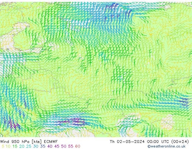 Prec 6h/Wind 10m/950 ECMWF Th 02.05.2024 00 UTC