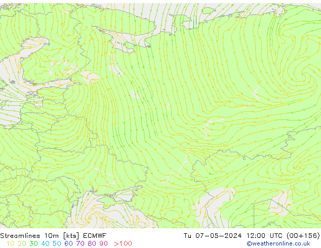 Línea de corriente 10m ECMWF mar 07.05.2024 12 UTC
