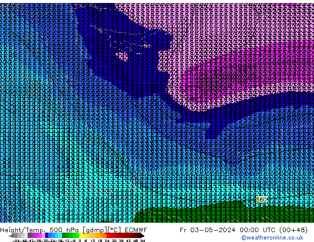 Z500/Rain (+SLP)/Z850 ECMWF пт 03.05.2024 00 UTC