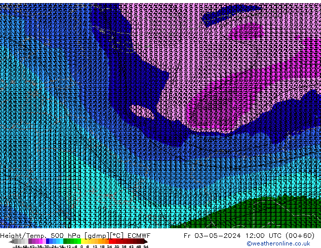 Z500/Yağmur (+YB)/Z850 ECMWF Cu 03.05.2024 12 UTC