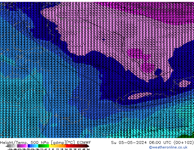 Z500/Rain (+SLP)/Z850 ECMWF Su 05.05.2024 06 UTC