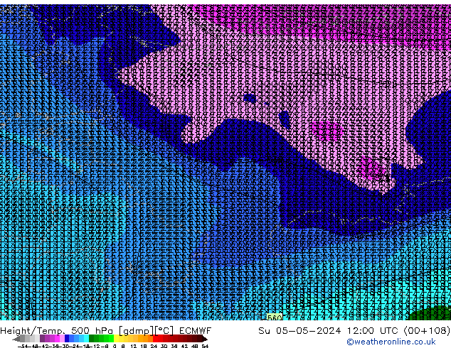 Z500/Rain (+SLP)/Z850 ECMWF Вс 05.05.2024 12 UTC