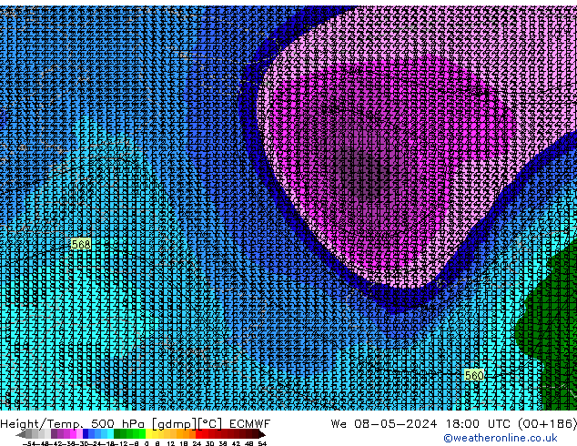 Z500/Rain (+SLP)/Z850 ECMWF Mi 08.05.2024 18 UTC