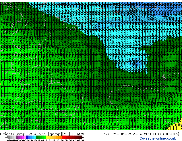 Géop./Temp. 700 hPa ECMWF dim 05.05.2024 00 UTC