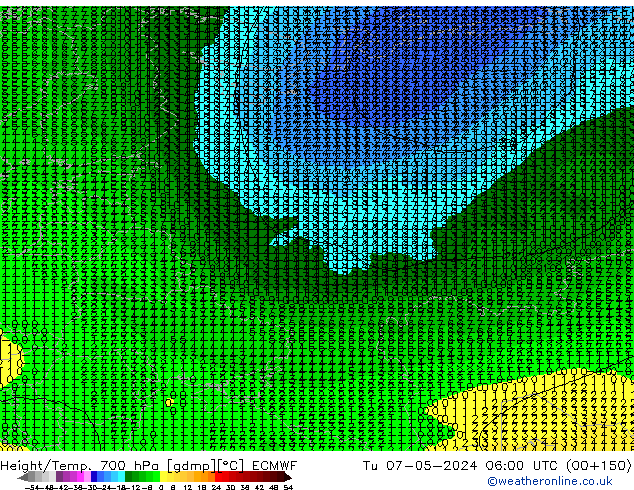 Height/Temp. 700 hPa ECMWF Tu 07.05.2024 06 UTC