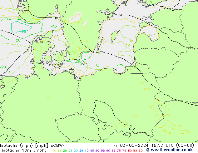 Isotachs (mph) ECMWF Pá 03.05.2024 18 UTC