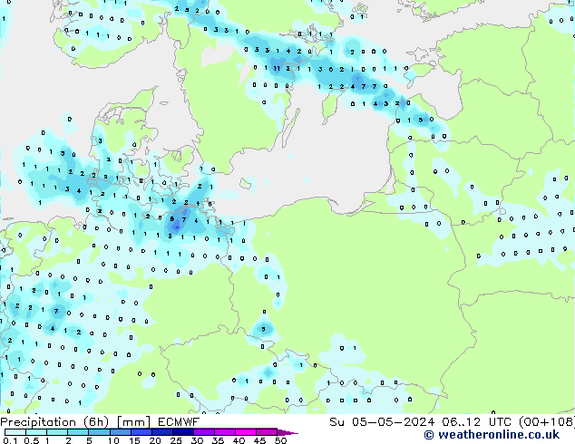 Z500/Rain (+SLP)/Z850 ECMWF nie. 05.05.2024 12 UTC