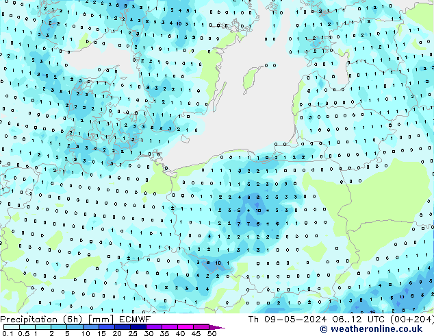 Z500/Rain (+SLP)/Z850 ECMWF Th 09.05.2024 12 UTC