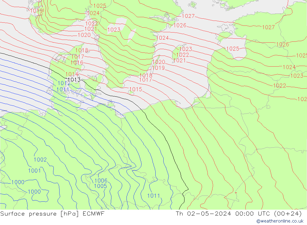 Surface pressure ECMWF Th 02.05.2024 00 UTC