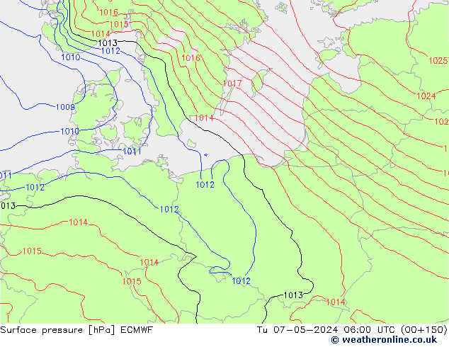 Surface pressure ECMWF Tu 07.05.2024 06 UTC