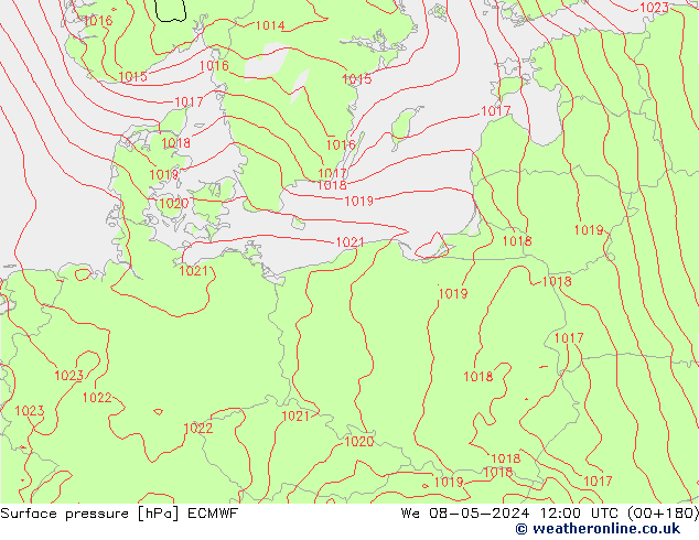 Pressione al suolo ECMWF mer 08.05.2024 12 UTC