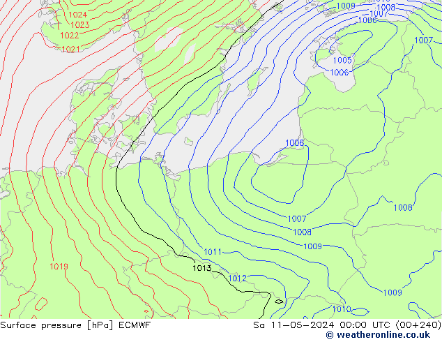 Pressione al suolo ECMWF sab 11.05.2024 00 UTC