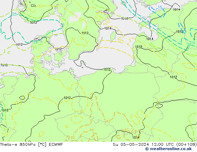 Theta-e 850hPa ECMWF Paz 05.05.2024 12 UTC