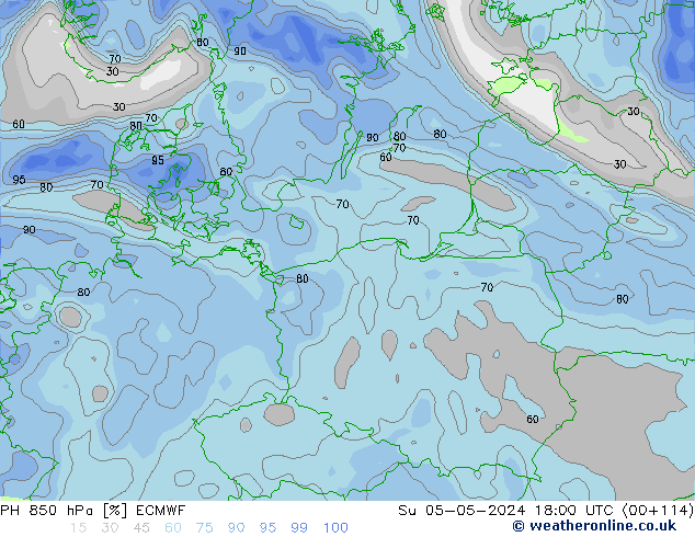 RH 850 hPa ECMWF Su 05.05.2024 18 UTC