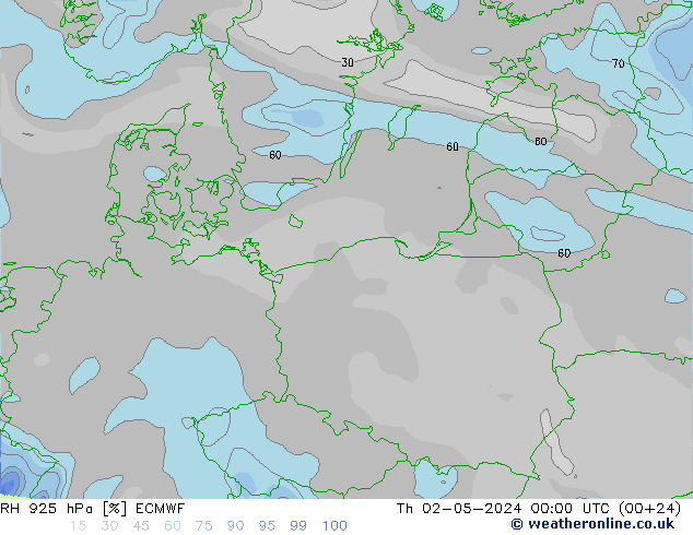 RH 925 hPa ECMWF Th 02.05.2024 00 UTC