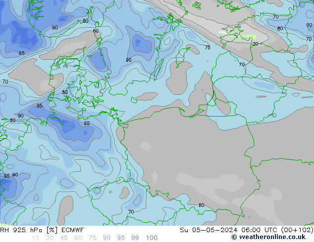 925 hPa Nispi Nem ECMWF Paz 05.05.2024 06 UTC