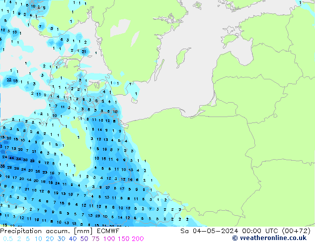 Precipitation accum. ECMWF Sa 04.05.2024 00 UTC