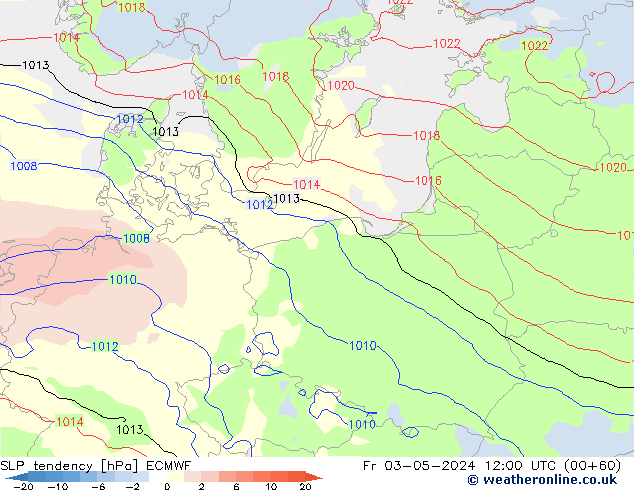 SLP tendency ECMWF Sex 03.05.2024 12 UTC