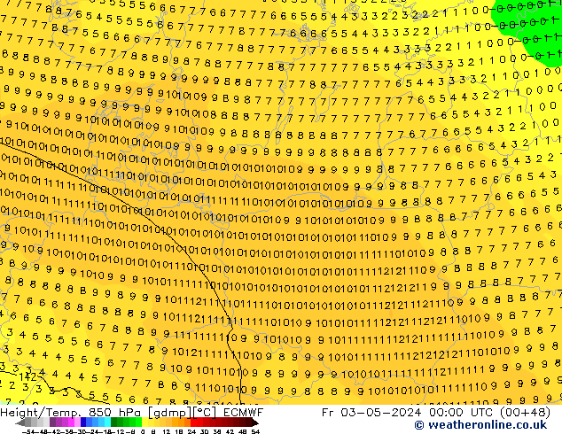 Z500/Rain (+SLP)/Z850 ECMWF Sex 03.05.2024 00 UTC