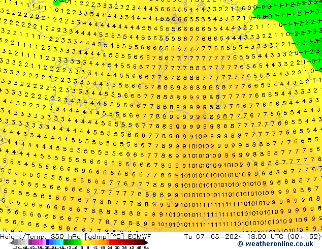 Z500/Regen(+SLP)/Z850 ECMWF di 07.05.2024 18 UTC