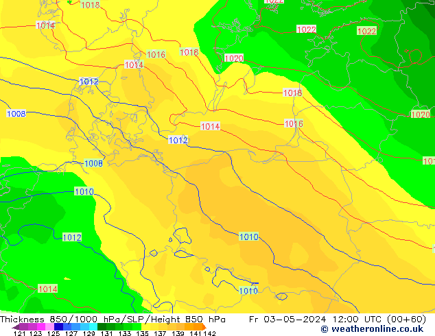 Schichtdicke 850-1000 hPa ECMWF Fr 03.05.2024 12 UTC