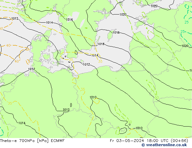 Theta-e 700hPa ECMWF  03.05.2024 18 UTC