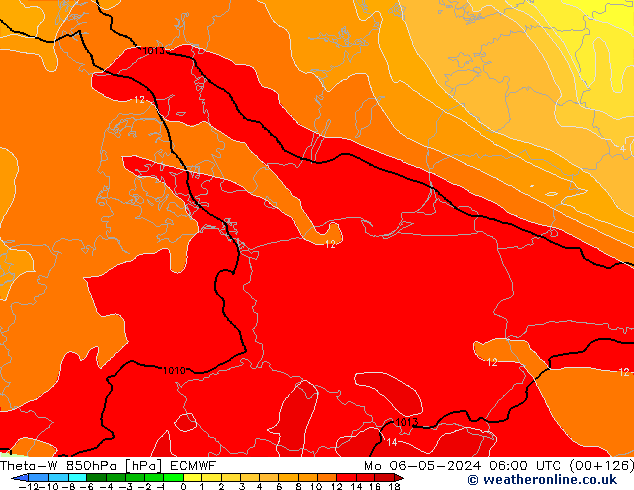 Theta-W 850hPa ECMWF lun 06.05.2024 06 UTC