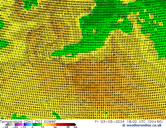 Temperature (2m) ECMWF Fr 03.05.2024 18 UTC