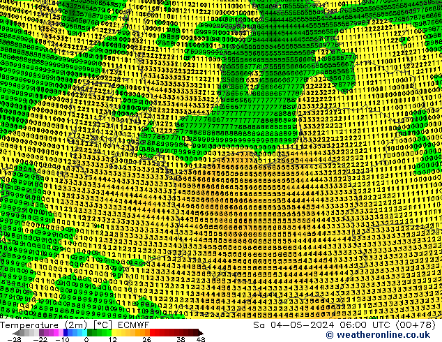 Temperature (2m) ECMWF Sa 04.05.2024 06 UTC