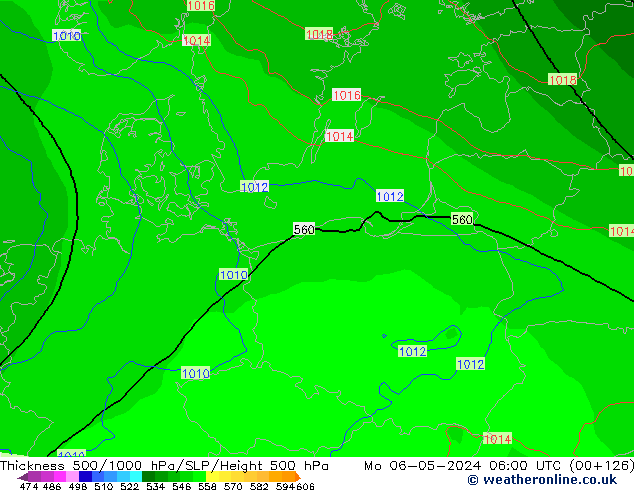 Thck 500-1000hPa ECMWF lun 06.05.2024 06 UTC