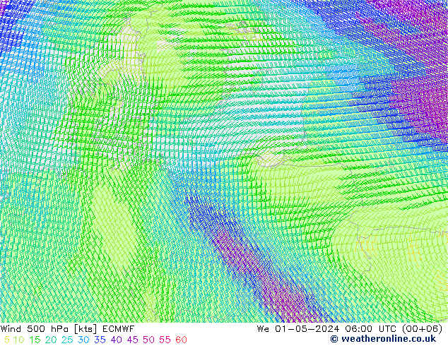 Wind 500 hPa ECMWF St 01.05.2024 06 UTC