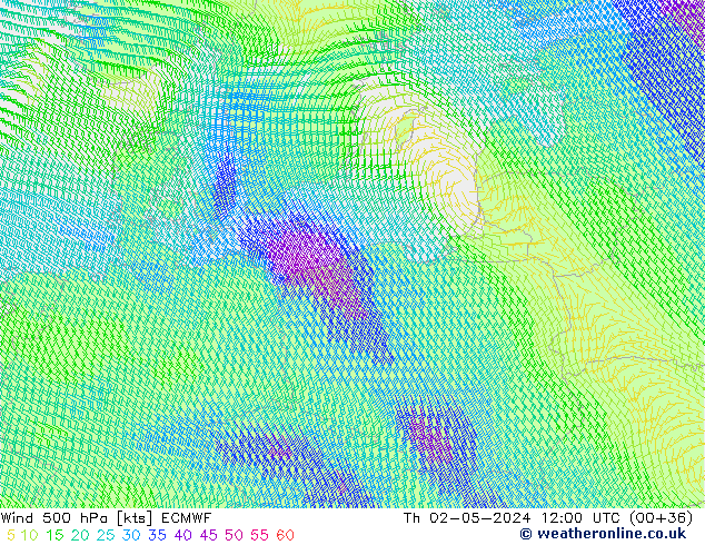 Wind 500 hPa ECMWF Th 02.05.2024 12 UTC